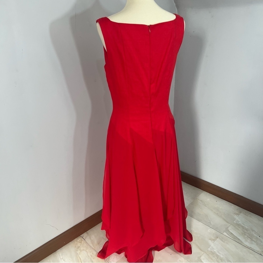 Vintage Kamisato Geary Roark red linen maxi dress classic formal cocktail vacay - Picture 7 of 12